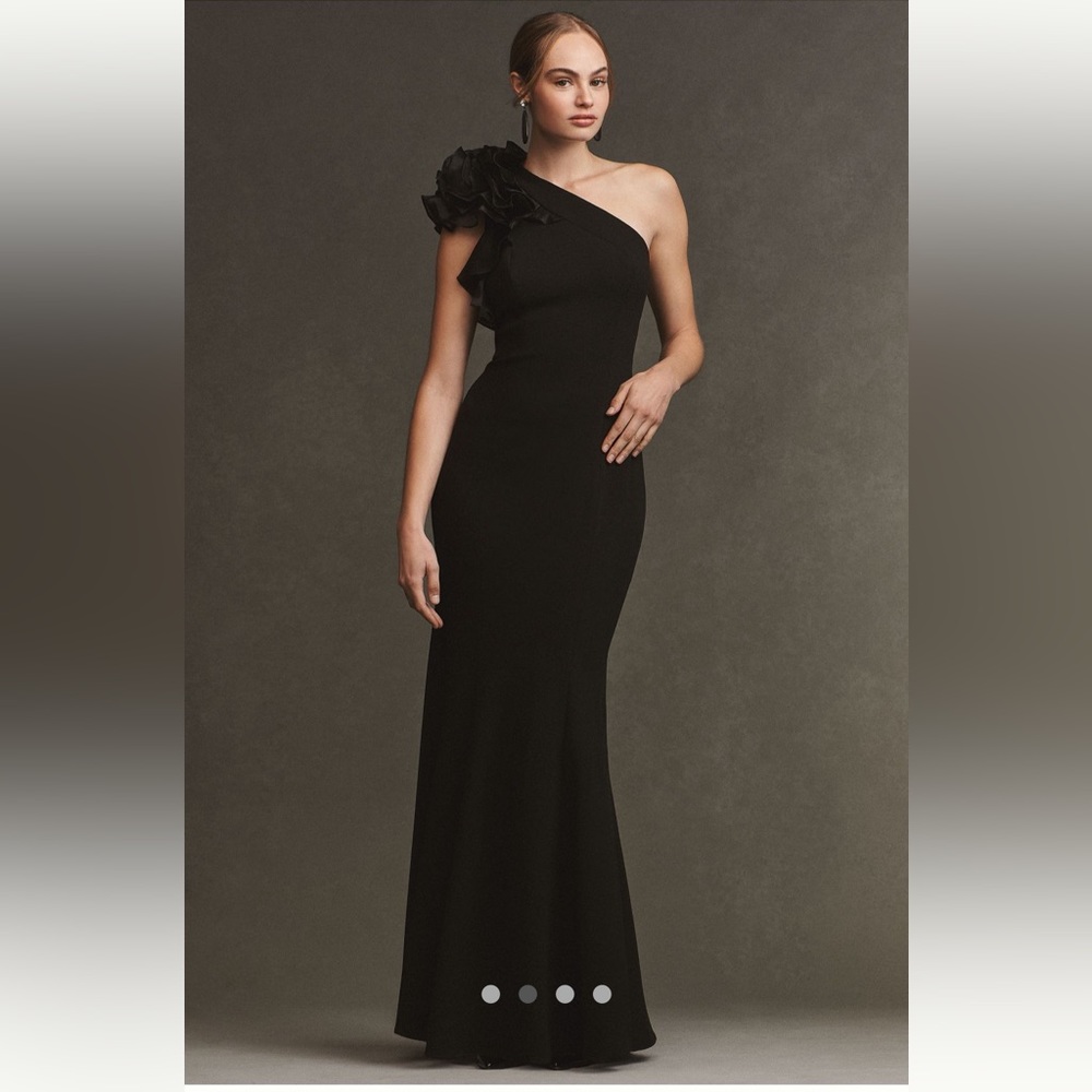 Aidan Mattox One-Shoulder Organza Ruffle Gown /Anthropologie